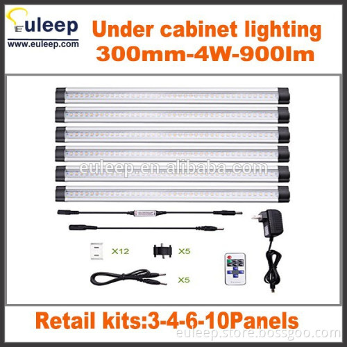 4 Panels- Warm White Dimmable LED Under Cabinet Lighting, Wireless RF Dimmer and Controller Included, Milk Cover